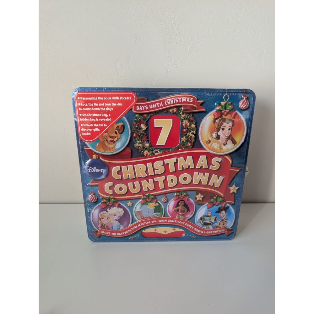 NEW Disney Christmas Countdown Tin Box With Stickers & Activities advent